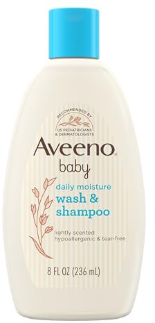 Aveeno Baby Gentle Wash & Shampoo with Natural Oat Extract, Tear-Free &, Lightly Scented, 8 fl. oz (Pack of 2)