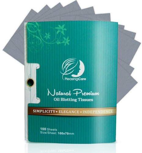 Natural Face Oil Blotting Paper - Bamboo Charcoal 100 Counts, Easy Dispensing Oil Absorbing Sheets, Premium Handy Facial Blotting Papers - Face Skin Care or Beauty Make Up Must Have