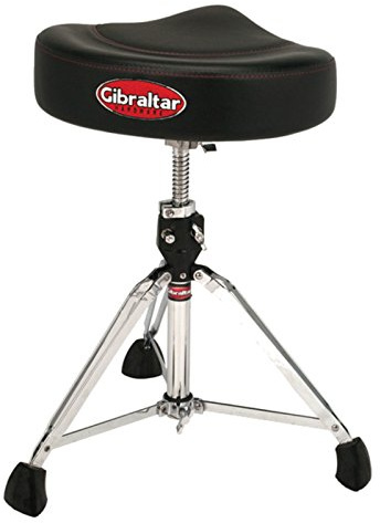 Gibraltar Schlagzeughocker, Drumhocker 9000 Series Saddle Pro Series 2-Tone, 9608-2T (Durchmesser: 40cm, Vinyl-Sitzfläche, Memory Lock, Drehspindel zur Höhenverstellung, 'Super Foot' Gummifüße)