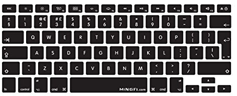 MiNGFi Protection Clavier Silicone Anglais QWERTY pour MacBook Pro 13 A1278/A1425/A1502(2008–2017) Air 13 A1369/A1466(2010–2017) Pro 15 A1398/A1286(2008–2015) Pro 17 A1297(2011) EU/ISO - Noir