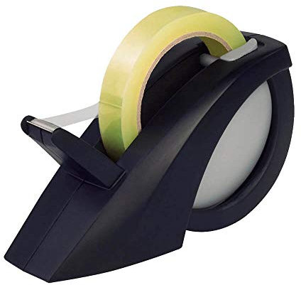 maped Tischabroller für Klebeband groß schwer schwarz (12 mm x 33 m, 19 mm x 33 m, 12 mm x 66 m,19 mm x 66 m) rutschfest, mit beschwertem Sockel