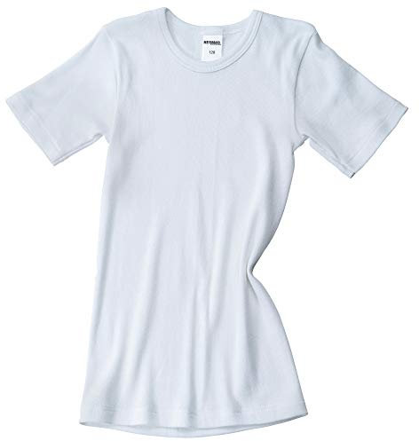 HERMKO 2810 3er Pack Kinder Kurzarm Unterhemd für Mädchen + Jungen aus Bio-Baumwolle, Farbe:weiß, Größe:128