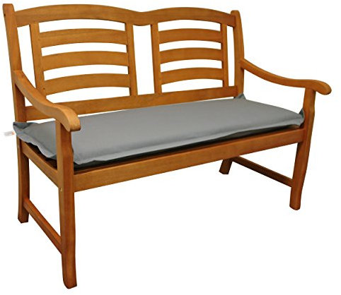 IND-70423-AUGB2 Bankauflage Premium, extra dicke Polsterauflage mit Reißverschluss, 120 x 45 x 9 cm, Grau