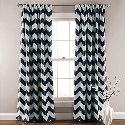 Lush Decor Chevron Verdunkeln Fenster Vorhang Querbehang Set, schwarz, Panel Set 84 x 52