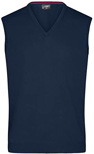James & Nicholson Herren V-Pullunder - Klassisch geschnittener Pullunder aus hochwertiger Baumwolle | Farbe: navy | Grösse: 3XL