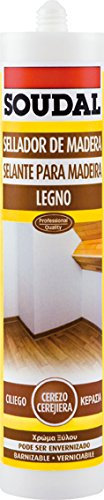 Soudal, Acrilico Legno, 300ml, Rovere Medio, Verniciabile e Senza Solventi, Per Giunti su Parquet e Laminato, Ideale per Crepe nei Pavimenti, Per Battiscopa e Pareti