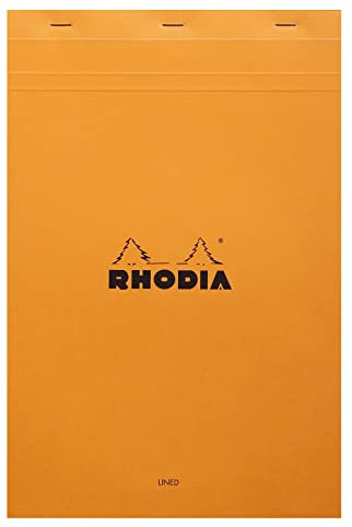RHODIA 19600C - Stapled Notepad N°19 Orange - A4+ - Lined - 80 Detachable Sheets - White Clairefontaine Paper 80 g/m - Soft, Resistant and Waterproof Coated Card Cover - Basics, 210x318mm