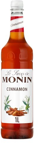 MONIN Premium Cinnamon Syrup 1L for Coffee and Cocktails. Vegan-Friendly, Allergen-Free, 100% Natural Flavours and Colourings