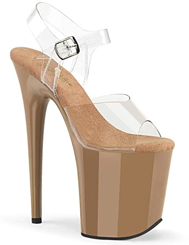 Pleaser FLAMINGO-808 Sandales à talons hauts plateau pour femme Toffee 38 EU