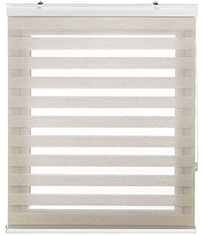 Estoralis Sansa | Estor Enrollable Noche y Dia Diseño Moderno | Doble Tejido | Color Lino | 105 x 255 cm (Ancho/Alto) Tamaño Tela 102 x 250 cm | Estores para Ventanas y Puertas