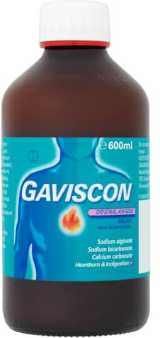 Gaviscon Liquid Aniseed 600 ml - Fast-Acting Heartburn, Indigestion, GERD, Stomach Pain, Acid, Dual Relief Antacid for Digestion & Nausea