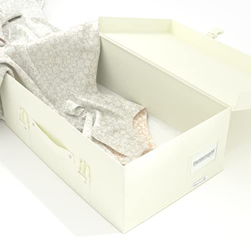 HANGERWORLD Medium Ivory Wedding Dress Storage Box - Breathable, pH Neutral with Acid Free Tissue, Underbed Clothing Storage Container