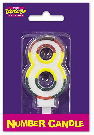 Number 8 Rainbow Edge Age Candle