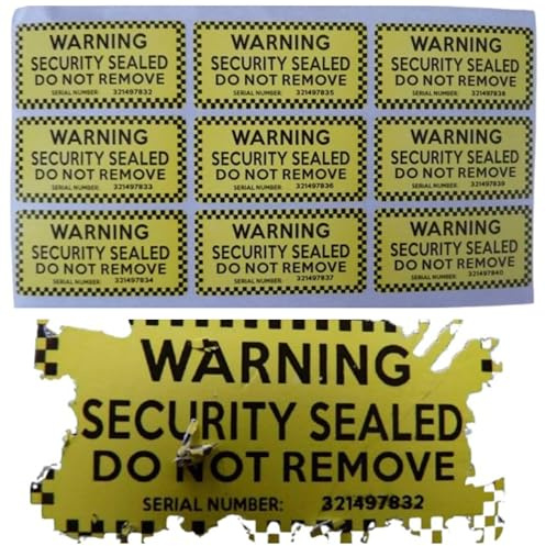Yellow Tamper-EVIDENT Security Labels Warning Security Sealed DO NOT Remove X 100. Ultra-destructible, Disintegrating Tamper-Evident Labels Stickers