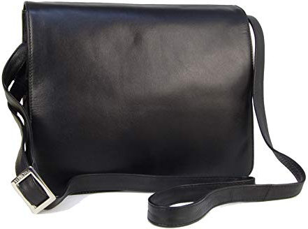 VISCONTI - Damen Leder Umhängetasche - Crossbody Bag Mittelgroß - Arbeitstasche mit Verstellbarer Schultergurt - TESS - 754 - Schwarz
