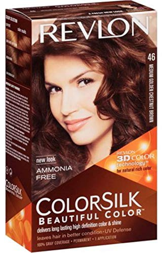 Revlon by Colorsilk Permanent Hair Color, Medium Golden Chestnut Brown (46/4 GM) Revlon