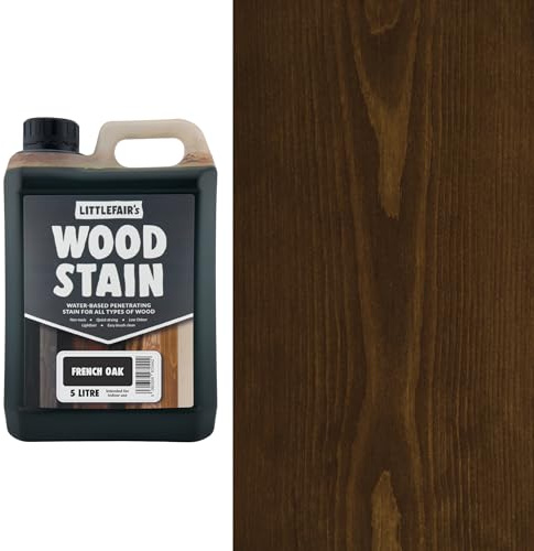 Littlefair's Wood Stain Water-Based - (French Oak) – Non-Toxic, Eco-Friendly & Quick Drying - Easy-to-Apply, Concentrated Formula for All Wood Types – 5 LTR
