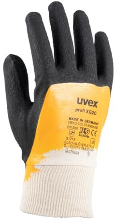 Uvex 60208 10 Profi Ergo XG20 Sicherheit Handschuh, Größe: 10, weiß, orange, schwarz