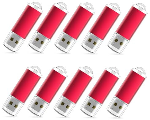RAOYI 10PCS 1GB USB Flash Drive USB 2.0 Memory Stick Bulk Thumb Drive Pen Drive Jump Drive-Red