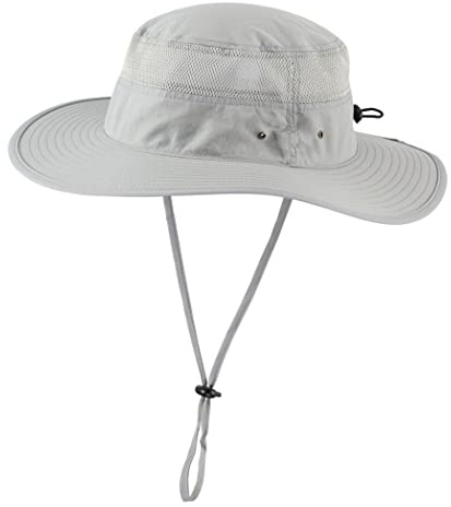Home Prefer UPF50+ Mens Sun Hat Wide Brim Fishing Hat Airy Womens Bucket Hat UV Protection Hat for Mens Womens Beach Safari Gardening Golf Grey