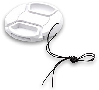 vhbw Tapa de Objetivo Universal 62 mm para cámara, DSLR - plástico, Blanco, con Mango Interior