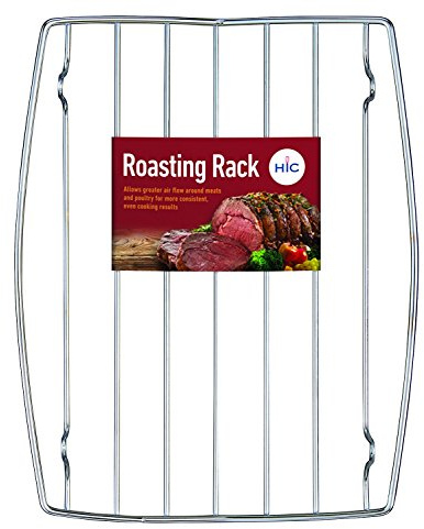HIC Kitchen Roasting V-Shaped Baking Rack, Chrome-Plated Steel, Fits Smaller Roasting Pans, 8 x 10.375 x 1.5-Inches