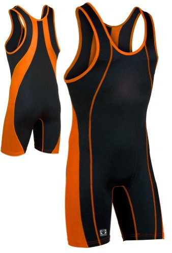 Brute Maverick Wrestling Singlet - SIZE: Large, COLOR: Black/Orange