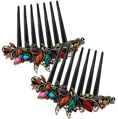 skyllc® 107mm Metall Einsteckkamm Haarkamm Steckkamm Harz Farbig Trend-2 Stück