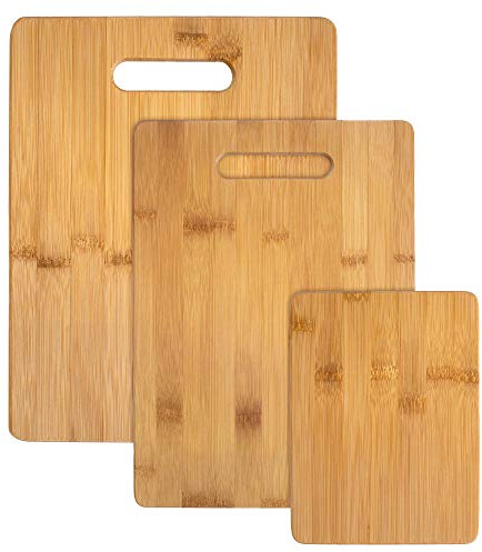 Totally Bamboo 3-Piece Cutting Board Set, Bamboo Wood Cutting Boards for Kitchen with Built-In Handles, Reversible Chopping Boards in Small, Medium, and Large Sizes