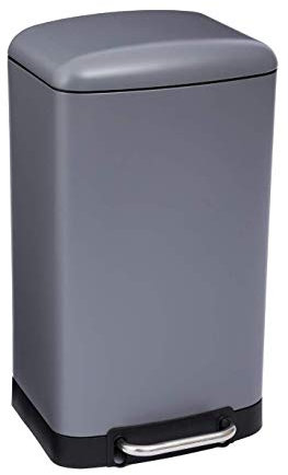 Clean house Poubelle 30L en métal finition mate - Fermeture silencieuse - Large pédale - Couleur Grise