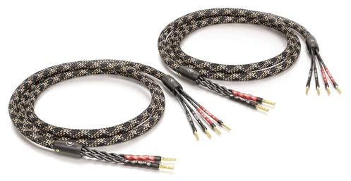VIABLUE SC-4 SILVER BI-WIRE High-End Lautsprecherkabel Adrerendhülsen, echtvergoldet, 1 Paar mit Splitter 1.5 m