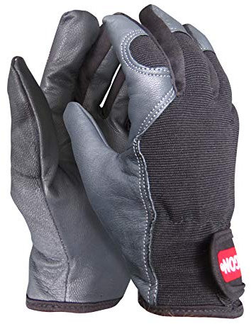 Oregon Leather Work Gloves, Stretch Leather Gloves with Adjustable Wrist & Fabric Mesh, Indoor & Outdoor PPE Gloves for Men & Women, Heavy Duty Gardening Gloves & DIY Hand Protection - Size Medium