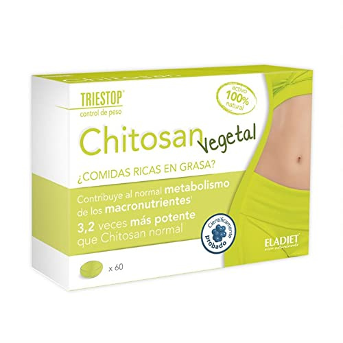 Complemento Alimenticio Chitosan Vegetal - 60 Comprimidos - Contribuye al Normal Metabolismo de los Macronutrientes - Ayuda a Regular los Niveles de Glucosa - Eladiet