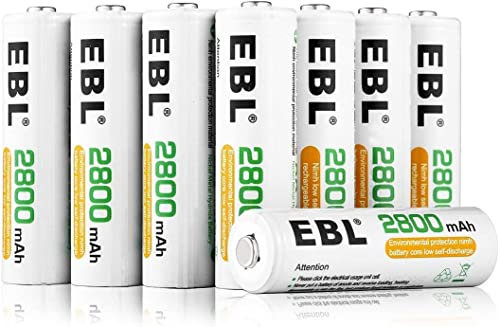 EBL 2800mAh AA de Alta Capacidad Ni-MH ProCyco con 1200 Tech de Pilas Recargables de 1,2V para los Equipos Domésticos con Estuches de Almacenamiento (8 Piezas)
