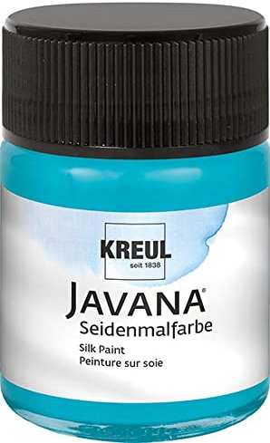 KREUL 8113 - Javana Seidenmalfarbe im 50 ml Glas, türkis, hochpigmentierte und brillante Farbe auf Wasserbasis, mit fließend flüssigem Charakter, dringt tief in die Fasern ein