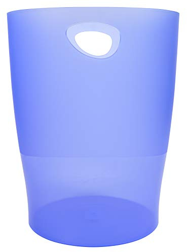 Exacompta - Ref 45310D - Ecobin Waste Paper Bin- 263 x 263 x 335mm in Size, Large Waste Capacity of 15 Litres, Easy Clean Interior -Translucent Ice Blue