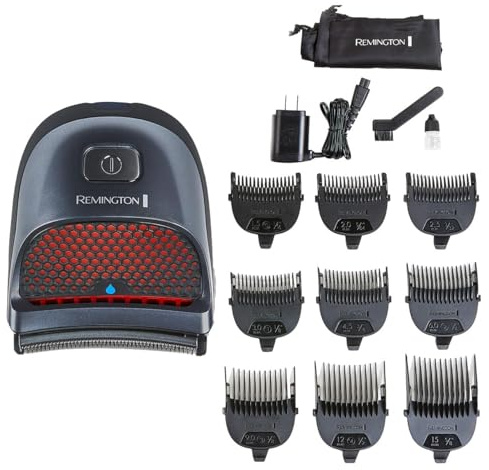 Remington Shortcut Pro Self-Haircut Trimmer Kit, Waterproof Cordless Electric Razor for Head, Beard, and Body, Curved Blades and 9 Trimmer Lengths, Head Shaver, 5-Minute Quick-Charge, 14-Piece Set
