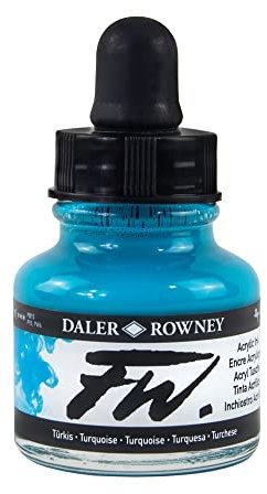 Daler Rowney Acryl Farbe FW Acrylfarbe, 29,5-ml-Flaschen, türkis