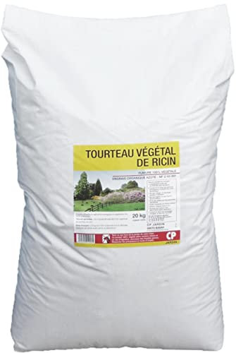 CP Jardin TOURTEAU DE RICIN VÉGÉTALE Sac de 20kg - Engrais Organique, Engrais Potager, Favorise la Fertilisation des sols, Propriétés Répulsives