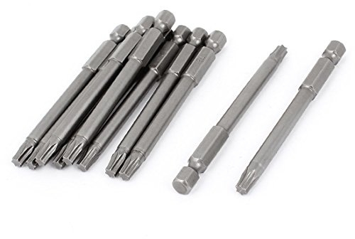 Sourcingmap T25 1/4 tum sexkantsskaft 75 mm lång magnetisk torx-skruvmejsel bits grå 10 st