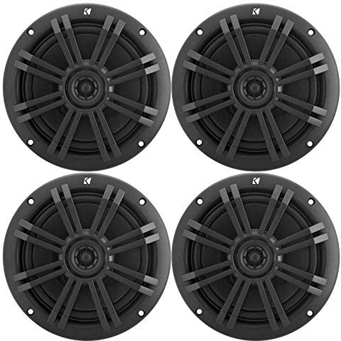 Kicker Black OEM Replacement Marine 6.5 4 Ohm Coaxial Speaker Bundle - 4 Speakers