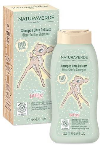 Disney Baby BIO ICEA Eco Cosmetics - Ultra Zartes Shampoo mit Haferextrakten und Kamille - Bambi, 200 ml