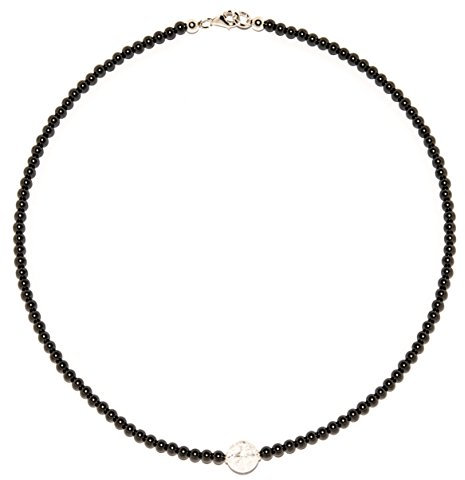 Hämatin Schmuck (Halskette) Hämatin Kette mit Bergkristall Kugel Verschluss 925er Sterling-Silber Modellnummer 4024