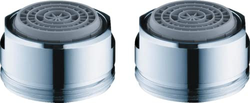 hansgrohe wassersparender Luftsprudler Wasserhahn, mit Durchflussbegrenzer 5 l/min, 2 Stück, M24x1, Strahlregler, Perlator für Wasserhähne