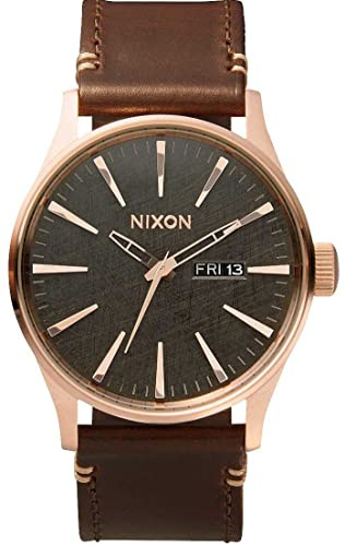 Nixon Herrenuhr Analog Quarz mit Lederarmband – A1052001-00