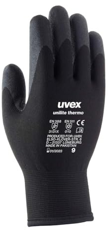 Uvex 60593 10 Unilite Thermo Safety Glove, Size: 10, Black