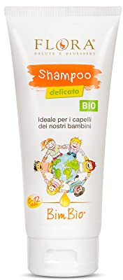 FLORA BimBìo Shampoo Delicato 200 ml BIO-BDIH Protettivo e lenitivo Con oli essenziali 100% puri, naturali e totali Ideale per i capelli dei nostri bambini