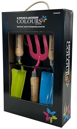 Spear & Jackson COLOURS3PS Houe, fourche et transplantoir de couleurs