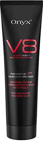 Onyx V8 Solarium Creme für Männer | Tingle Bräunungscreme mit Bronzer | Bronze Lotion mit Muskel-Bräunungstechnologie | Dunkle Bräune im Solarium, Sonnenstudio, Außenbräune | Fortgeschrittene Bräuner