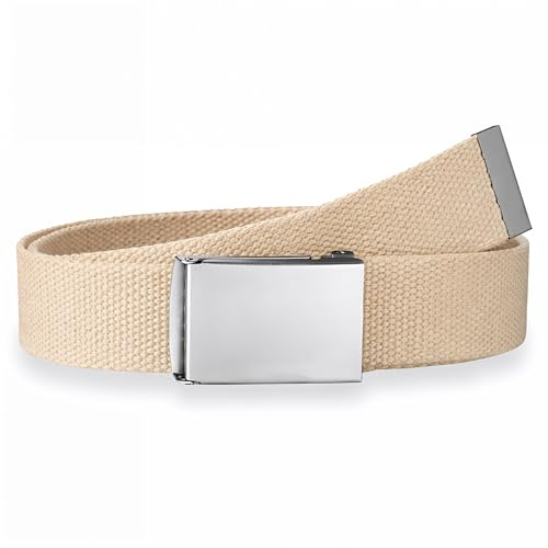 Trimming Shop Unisex Beige Waist Belt Canvas Webbing Adjustable 8cm